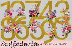 Floral Numbers Clipart Gold Glitter Number PNG Product Image 1
