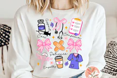 Pink Stethoscope svg,Trendy Nurse retro Floral shirt Png Product Image 2
