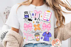 Pink Stethoscope svg,Trendy Nurse retro Floral shirt Png Product Image 3