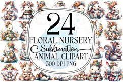 Floral Nursery Animal Sublimation Clipart Bundle Product Image 1
