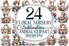 Floral Nursery Animal Sublimation Clipart Bundle Product Image 1