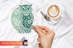 Floral Owl Sticker, Floral Owl Vinyl Sticker Product Image 1