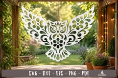 Floral Owl Wings SVG Design Laser Cut Ornament