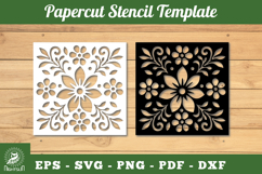 Floral Paper Cut Stencil SVG Product Image 1