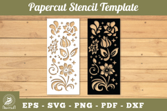 Floral Paper Cut Stencil Template SVG Product Image 1