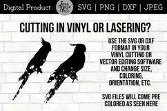 Floral Parakeet Design features wildflowers inside a parakeet bird silhouette.  Directions given for cutting SVG and DXF in vinyl or lasering
