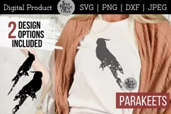 Floral Parakeet SVG Digital Files features wildflowers inside two different parakeet bird silhouettes.  SVG, DXF, PNG, and JPEG file types available.