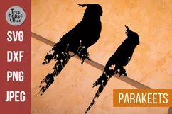 Floral Parakeet SVG Digital Files features wildflowers inside two different parakeet bird silhouettes.  SVG, DXF, PNG, and JPEG file types available.