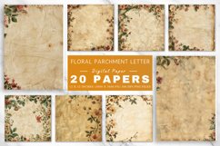 Floral Parchment Letter Digital Paper Bundle Product Image 1