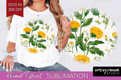 Floral Round Tshirt Background - Spring Flowers PNG Product Image 1