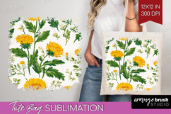 Floral Tote Bag - Spring Flowers Tote Bag PNG Sublimation Product Image 1
