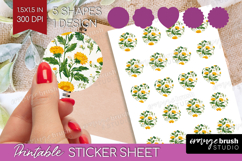 Floral Round Sticker - Spring Flowers Printable Sticker Product Image 1