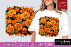 Pastel Floral Square Tshirt Background - Flower Field PNG Product Image 1