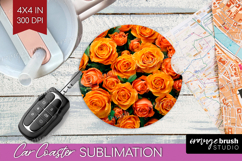 Pastel Floral Car Coaster - Flower Field Coaster PNG Product Image 1