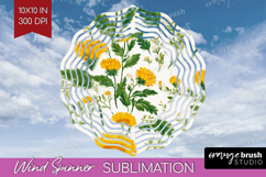 Floral Wind Spinner Sublimation PNG - Spring Flowers Round Product Image 1