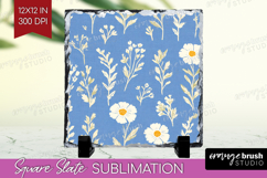 Floral Slate PNG - Spring Flowers Square Slate Sublimation Product Image 1