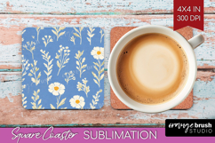 Floral Square Coaster - Spring Flowers Coaster PNG Product Image 1