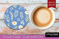 Floral Round Coaster - Spring Flowers Coaster PNG Product Image 1
