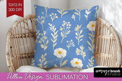 Floral Pillow Sublimation - Spring Flowers Pillow Cover PNG Product Image 1