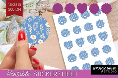 Floral Round Sticker - Spring Flowers Printable Sticker Product Image 1