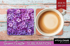 Pastel Floral Square Coaster - Flower Field Coaster PNG Product Image 1