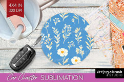 Floral Car Coaster - Spring Flowers Coaster PNG Sublimation Product Image 1