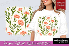 Floral Square Tshirt Background - Spring Flowers PNG Product Image 1