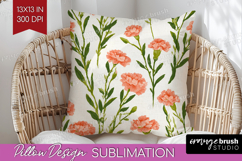 Floral Pillow Sublimation - Spring Flowers Pillow Cover PNG Product Image 1