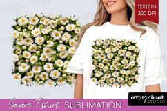 Pastel Floral Square Tshirt Background - Flower Field PNG Product Image 1