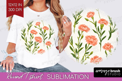 Floral Round Tshirt Background - Spring Flowers PNG Product Image 1
