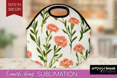 Floral Lunch Bag - Spring Flowers Lunch Bug PNG Sublimation Product Image 1