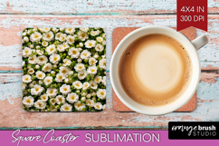Pastel Floral Square Coaster - Flower Field Coaster PNG Product Image 1