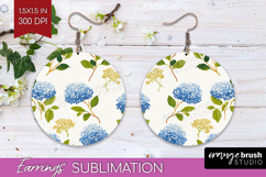 Floral Round Earrings - Spring Flowers PNG Sublimation Product Image 1