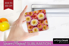 Pastel Floral Magnet Sublimation - Flower Field Square PNG Product Image 1