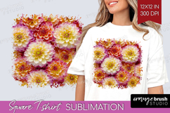 Pastel Floral Square Tshirt Background - Flower Field PNG Product Image 1