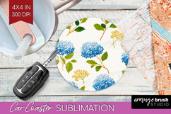 Floral Car Coaster - Spring Flowers Coaster PNG Sublimation Product Image 1