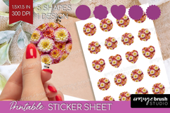 Pastel Floral Round Sticker - Flower Field Printable Sticker Product Image 1