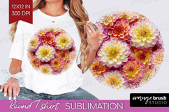 Pastel Floral Round Tshirt Background - Flower Field PNG Product Image 1