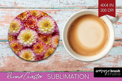 Pastel Floral Round Coaster - Flower Field Coaster PNG Product Image 1