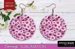 Pastel Floral Round Earrings - Flower Field PNG Sublimation Product Image 1