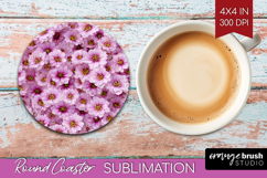 Pastel Floral Round Coaster - Flower Field Coaster PNG Product Image 1