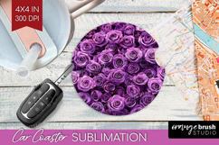 Pastel Floral Car Coaster - Flower Field Coaster PNG Product Image 1