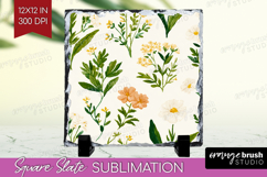 Floral Slate PNG - Spring Flowers Square Slate Sublimation Product Image 1