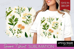 Floral Square Tshirt Background - Spring Flowers PNG Product Image 1