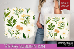 Floral Tote Bag - Spring Flowers Tote Bag PNG Sublimation Product Image 1