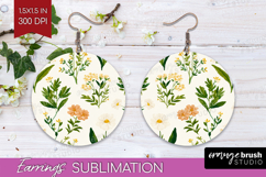 Floral Round Earrings - Spring Flowers PNG Sublimation Product Image 1