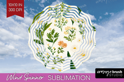 Floral Wind Spinner Sublimation PNG - Spring Flowers Round Product Image 1
