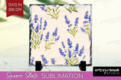 Floral Slate PNG - Spring Flowers Square Slate Sublimation Product Image 1