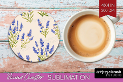 Floral Round Coaster - Spring Flowers Coaster PNG Product Image 1