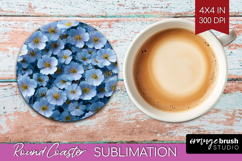 Pastel Floral Round Coaster - Flower Field Coaster PNG Product Image 1